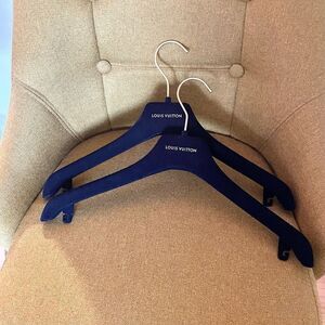 Authentic Louis Vuitton Navy Velvet Clothes Hangers w/ Gold Hardware (Set of 2)